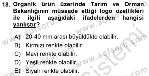 Temel Zootekni Dersi 2021 - 2022 Yılı (Final) Dönem Sonu Sınavı 18. Soru