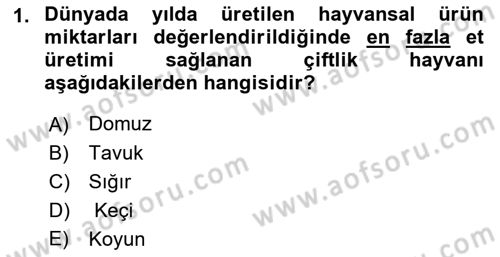 Temel Zootekni Dersi 2021 - 2022 Yılı Yaz Okulu Sınavı 1. Soru