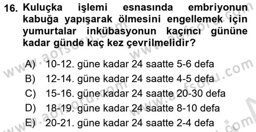 Temel Zootekni Dersi 2021 - 2022 Yılı Yaz Okulu Sınavı 16. Soru