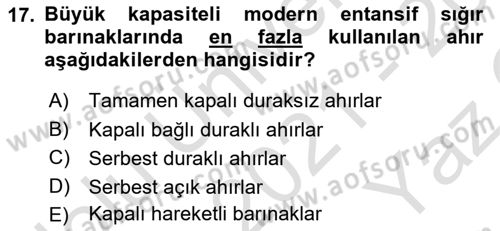 Temel Zootekni Dersi 2021 - 2022 Yılı Yaz Okulu Sınavı 17. Soru