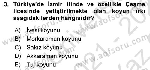 Temel Zootekni Dersi 2021 - 2022 Yılı Yaz Okulu Sınavı 3. Soru