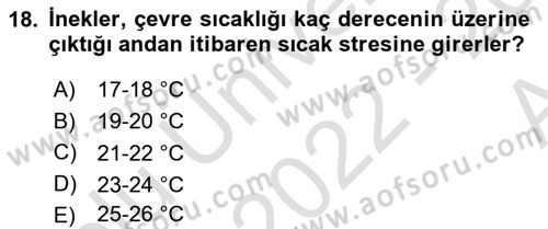 Temel Zootekni Dersi 2022 - 2023 Yılı (Vize) Ara Sınavı 18. Soru