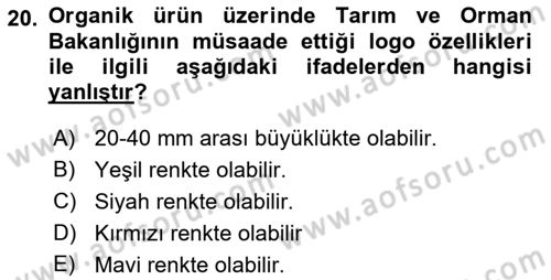 Temel Zootekni Dersi 2022 - 2023 Yılı (Final) Dönem Sonu Sınavı 20. Soru