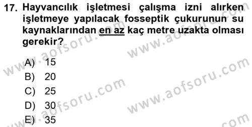 Temel Zootekni Dersi 2022 - 2023 Yılı Yaz Okulu Sınavı 17. Soru