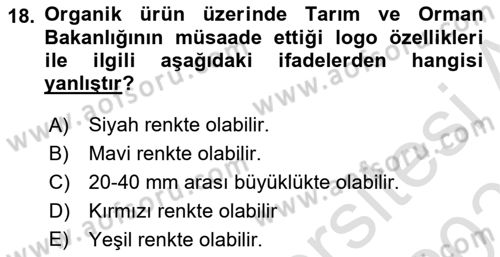 Temel Zootekni Dersi 2022 - 2023 Yılı Yaz Okulu Sınavı 18. Soru