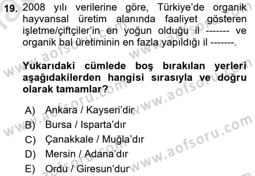 Temel Zootekni Dersi 2022 - 2023 Yılı Yaz Okulu Sınavı 19. Soru