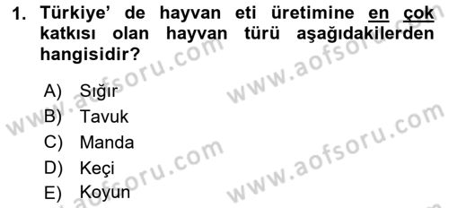 Temel Zootekni Dersi 2023 - 2024 Yılı (Vize) Ara Sınavı 1. Soru