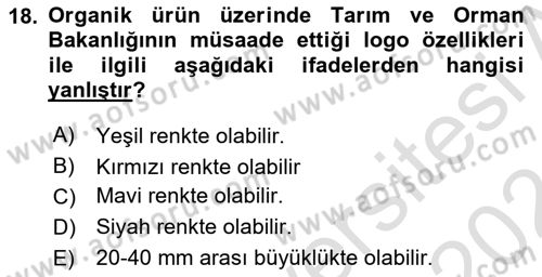 Temel Zootekni Dersi 2023 - 2024 Yılı (Final) Dönem Sonu Sınavı 18. Soru