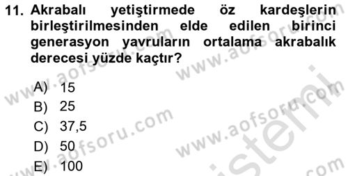 Temel Zootekni Dersi 2023 - 2024 Yılı Yaz Okulu Sınavı 11. Soru