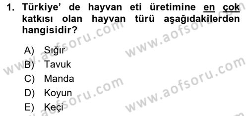 Temel Zootekni Dersi 2024 - 2025 Yılı (Final) Dönem Sonu Sınav Soruları 1. Soru