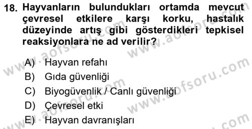 Temel Zootekni Dersi 2024 - 2025 Yılı (Final) Dönem Sonu Sınav Soruları 18. Soru
