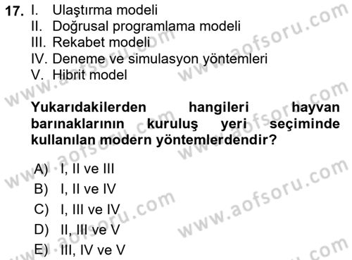 Temel Zootekni Dersi 2024 - 2025 Yılı Yaz Okulu Sınav Soruları 17. Soru