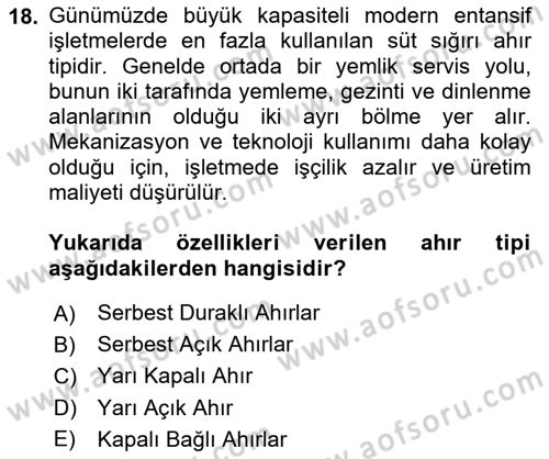 Temel Zootekni Dersi 2024 - 2025 Yılı Yaz Okulu Sınav Soruları 18. Soru