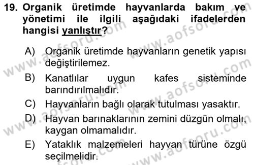 Temel Zootekni Dersi 2024 - 2025 Yılı Yaz Okulu Sınav Soruları 19. Soru