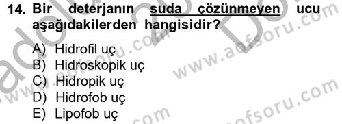 Hijyen ve Sanitasyon Dersi 2012 - 2013 Yılı (Final) Dönem Sonu Sınav Soruları 14. Soru