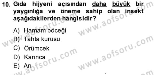 Hijyen ve Sanitasyon Dersi 2014 - 2015 Yılı (Final) Dönem Sonu Sınav Soruları 10. Soru