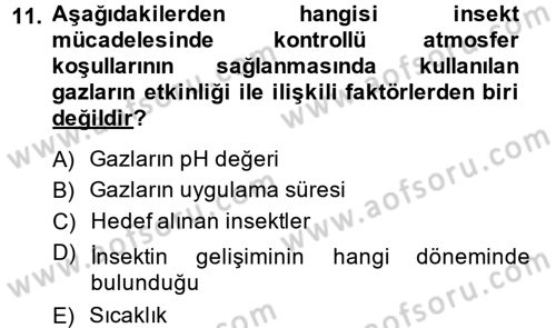 Hijyen ve Sanitasyon Dersi 2014 - 2015 Yılı (Final) Dönem Sonu Sınav Soruları 11. Soru