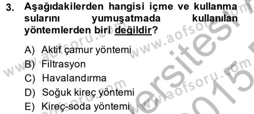 Hijyen ve Sanitasyon Dersi 2014 - 2015 Yılı (Final) Dönem Sonu Sınav Soruları 3. Soru