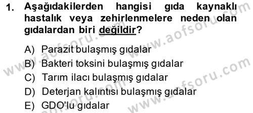 Hijyen ve Sanitasyon Dersi 2014 - 2015 Yılı Tek Ders Sınav Soruları 1. Soru