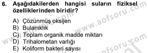 Hijyen ve Sanitasyon Dersi 2014 - 2015 Yılı Tek Ders Sınav Soruları 6. Soru