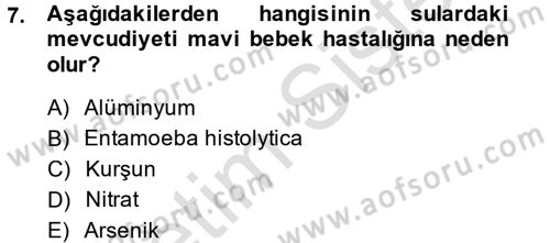 Hijyen ve Sanitasyon Dersi 2014 - 2015 Yılı Tek Ders Sınav Soruları 7. Soru