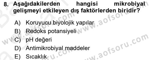 Hijyen ve Sanitasyon Dersi 2015 - 2016 Yılı (Vize) Ara Sınav Soruları 8. Soru