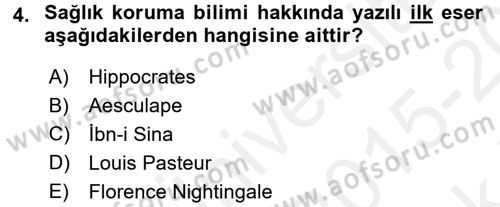 Hijyen ve Sanitasyon Dersi 2015 - 2016 Yılı Tek Ders Sınav Soruları 4. Soru