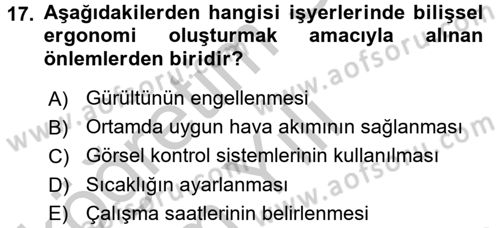Hijyen ve Sanitasyon Dersi 2016 - 2017 Yılı 3 Ders Sınav Soruları 17. Soru