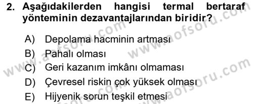 Hijyen ve Sanitasyon Dersi 2016 - 2017 Yılı 3 Ders Sınav Soruları 2. Soru