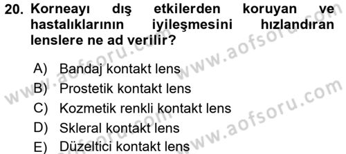 Hijyen ve Sanitasyon Dersi 2016 - 2017 Yılı 3 Ders Sınav Soruları 20. Soru