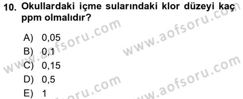 Hijyen ve Sanitasyon Dersi 2016 - 2017 Yılı (Final) Dönem Sonu Sınav Soruları 10. Soru