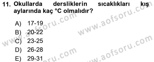 Hijyen ve Sanitasyon Dersi 2016 - 2017 Yılı (Final) Dönem Sonu Sınav Soruları 11. Soru
