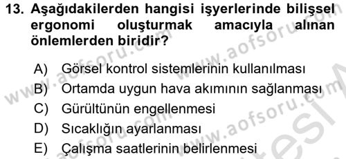Hijyen ve Sanitasyon Dersi 2016 - 2017 Yılı (Final) Dönem Sonu Sınav Soruları 13. Soru
