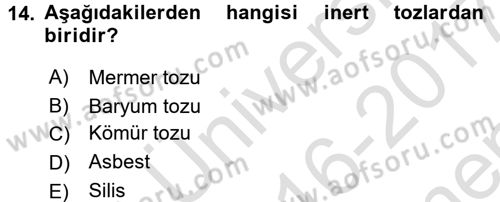 Hijyen ve Sanitasyon Dersi 2016 - 2017 Yılı (Final) Dönem Sonu Sınav Soruları 14. Soru