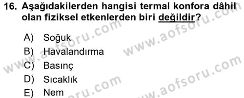Hijyen ve Sanitasyon Dersi 2016 - 2017 Yılı (Final) Dönem Sonu Sınav Soruları 16. Soru