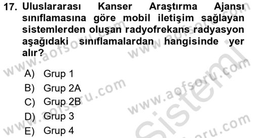 Hijyen ve Sanitasyon Dersi 2016 - 2017 Yılı (Final) Dönem Sonu Sınav Soruları 17. Soru
