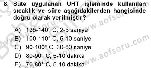 Hijyen ve Sanitasyon Dersi 2016 - 2017 Yılı (Final) Dönem Sonu Sınav Soruları 8. Soru