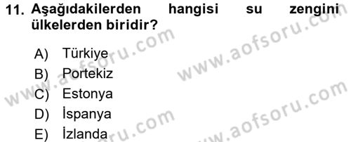 Hijyen ve Sanitasyon Dersi 2017 - 2018 Yılı 3 Ders Sınav Soruları 11. Soru