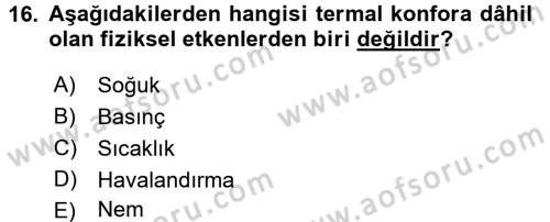 Hijyen ve Sanitasyon Dersi 2017 - 2018 Yılı 3 Ders Sınav Soruları 16. Soru