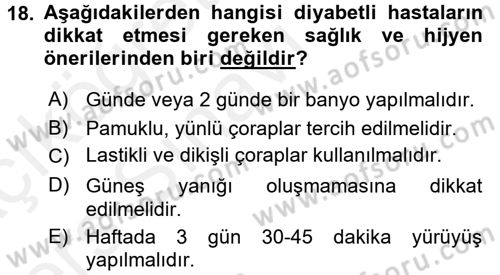 Hijyen ve Sanitasyon Dersi 2017 - 2018 Yılı 3 Ders Sınav Soruları 18. Soru
