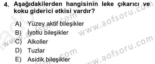 Hijyen ve Sanitasyon Dersi 2017 - 2018 Yılı 3 Ders Sınav Soruları 4. Soru