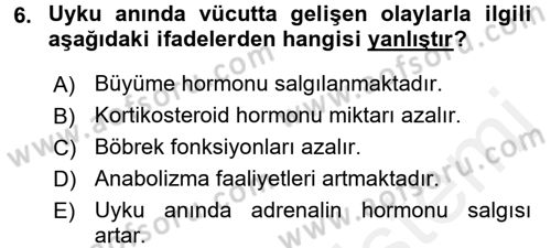 Hijyen ve Sanitasyon Dersi 2017 - 2018 Yılı 3 Ders Sınav Soruları 6. Soru