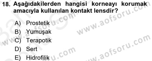 Hijyen ve Sanitasyon Dersi 2017 - 2018 Yılı (Final) Dönem Sonu Sınav Soruları 18. Soru