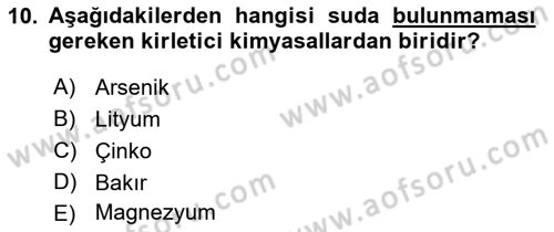 Hijyen ve Sanitasyon Dersi 2018 - 2019 Yılı 3 Ders Sınav Soruları 10. Soru