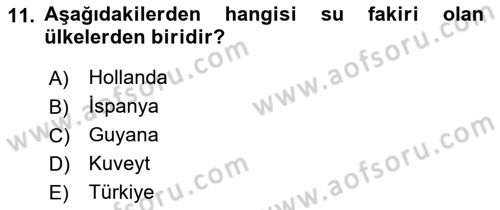 Hijyen ve Sanitasyon Dersi 2018 - 2019 Yılı 3 Ders Sınav Soruları 11. Soru