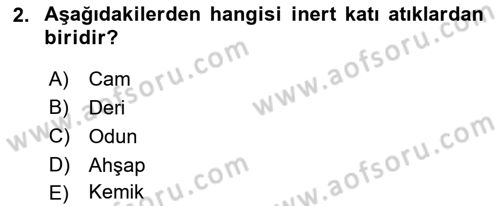 Hijyen ve Sanitasyon Dersi 2018 - 2019 Yılı 3 Ders Sınav Soruları 2. Soru