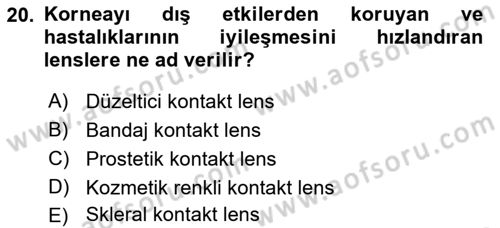 Hijyen ve Sanitasyon Dersi 2018 - 2019 Yılı 3 Ders Sınav Soruları 20. Soru
