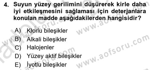 Hijyen ve Sanitasyon Dersi 2018 - 2019 Yılı 3 Ders Sınav Soruları 4. Soru