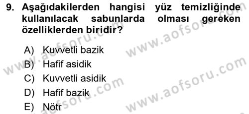 Hijyen ve Sanitasyon Dersi 2018 - 2019 Yılı 3 Ders Sınav Soruları 9. Soru