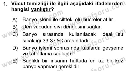 Hijyen ve Sanitasyon Dersi 2018 - 2019 Yılı (Final) Dönem Sonu Sınav Soruları 1. Soru
